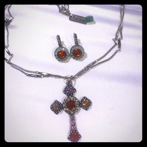Mariana jeweled cross and earrings